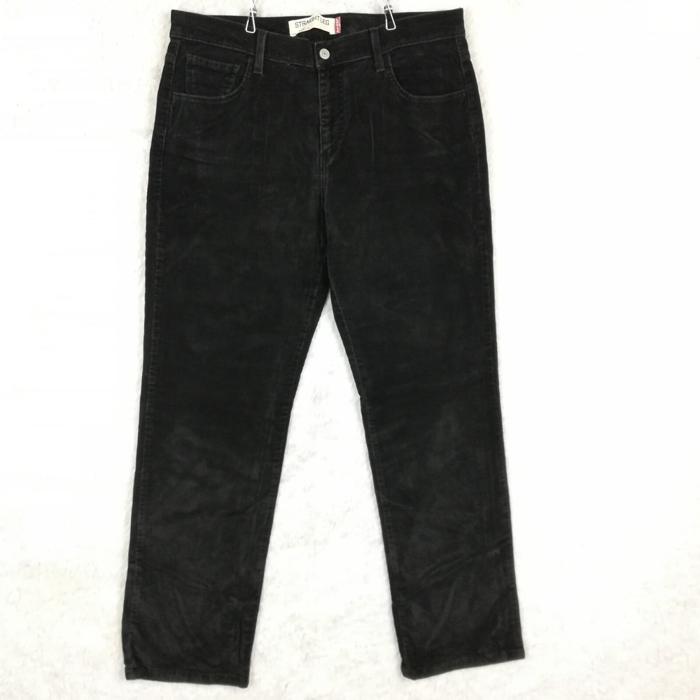 Vtg Levi's Womens Pants 505 Straight Leg Corduroy Black High Rise Stretchā 14